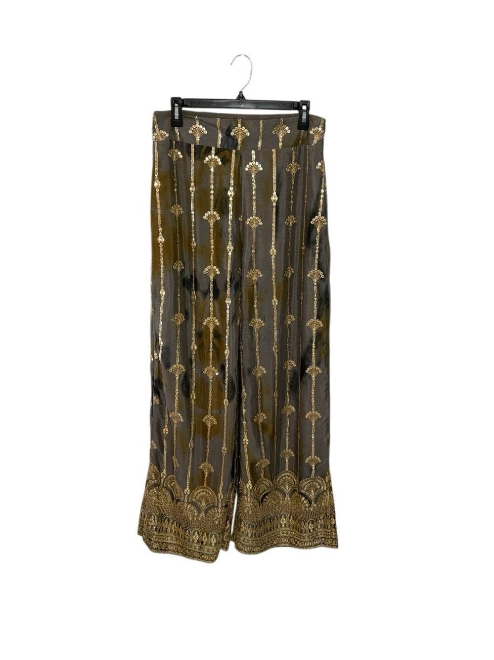 HoliChic by Megha Rao gold sequined embellished palazzo pants with a muted tie-d